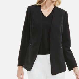Vince Camuto Black Zip Pocket Open Front Blazer Size 4 Black Suit Jacket New NWT